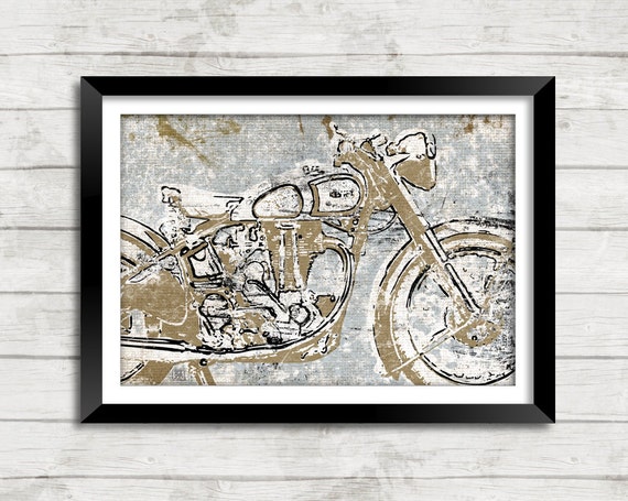 Vintage Motorcycle Biker Abstract Distressed Art by suzannaanna