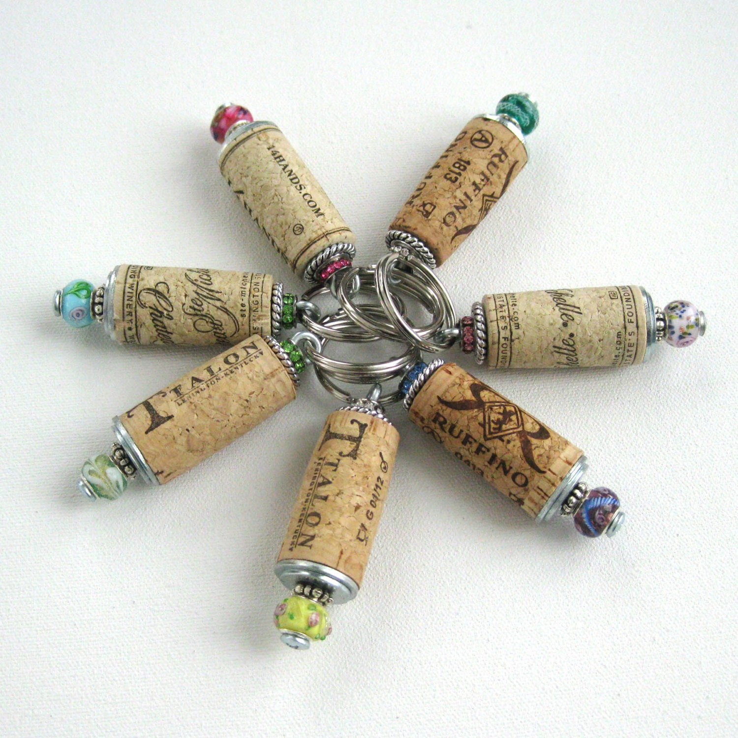 Wine cork keychain Upcycled recycled wine cork cork keyring
