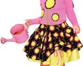 Sewing Pattern - Modkid by Patty Young - Julia Skirt Pattern with Mod Blooms Applique Template
