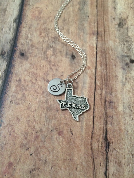 Texas initial necklace state jewelry Texas jewelry US
