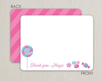 Candy Party Flat Notecards - Birthday Thank you notes