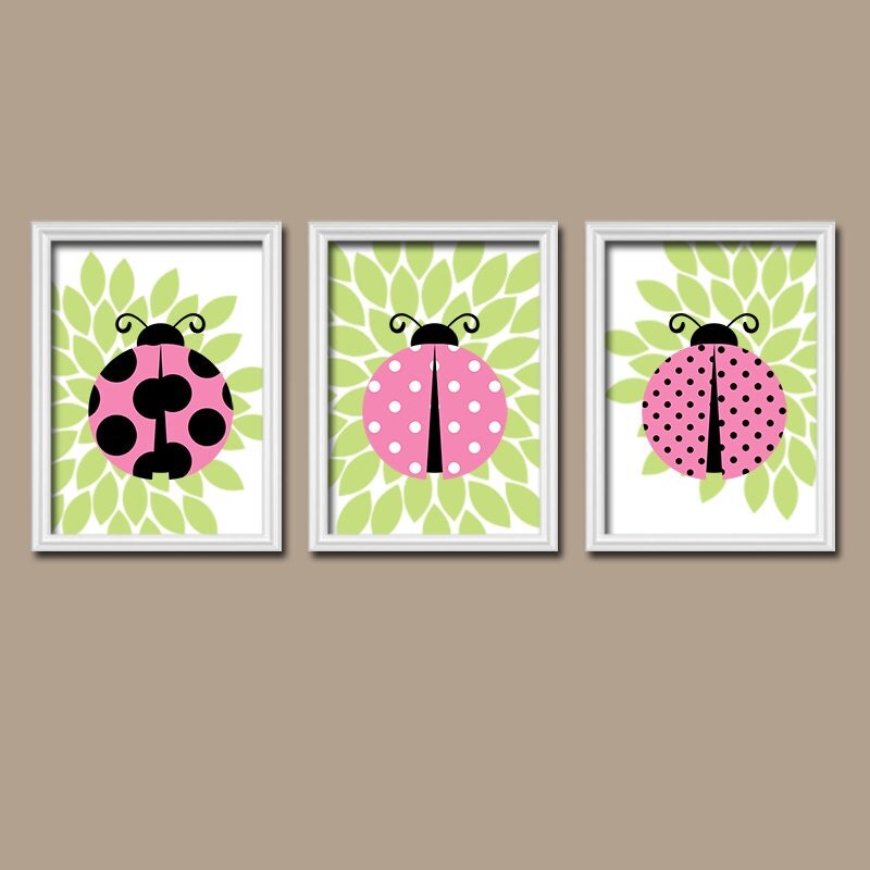 Ladybug Wall Art Ladybug Nursery Artwork Baby Girl Nursery