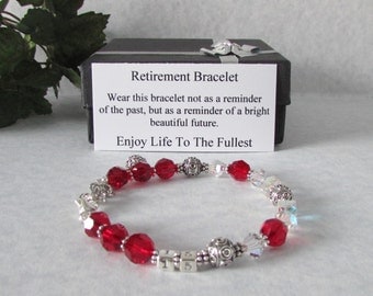 Retirement Bracelet Swarovski Crystal Sterling Silver
