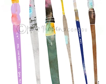 Messy Paint Brushes ART PRINT Art Supplies