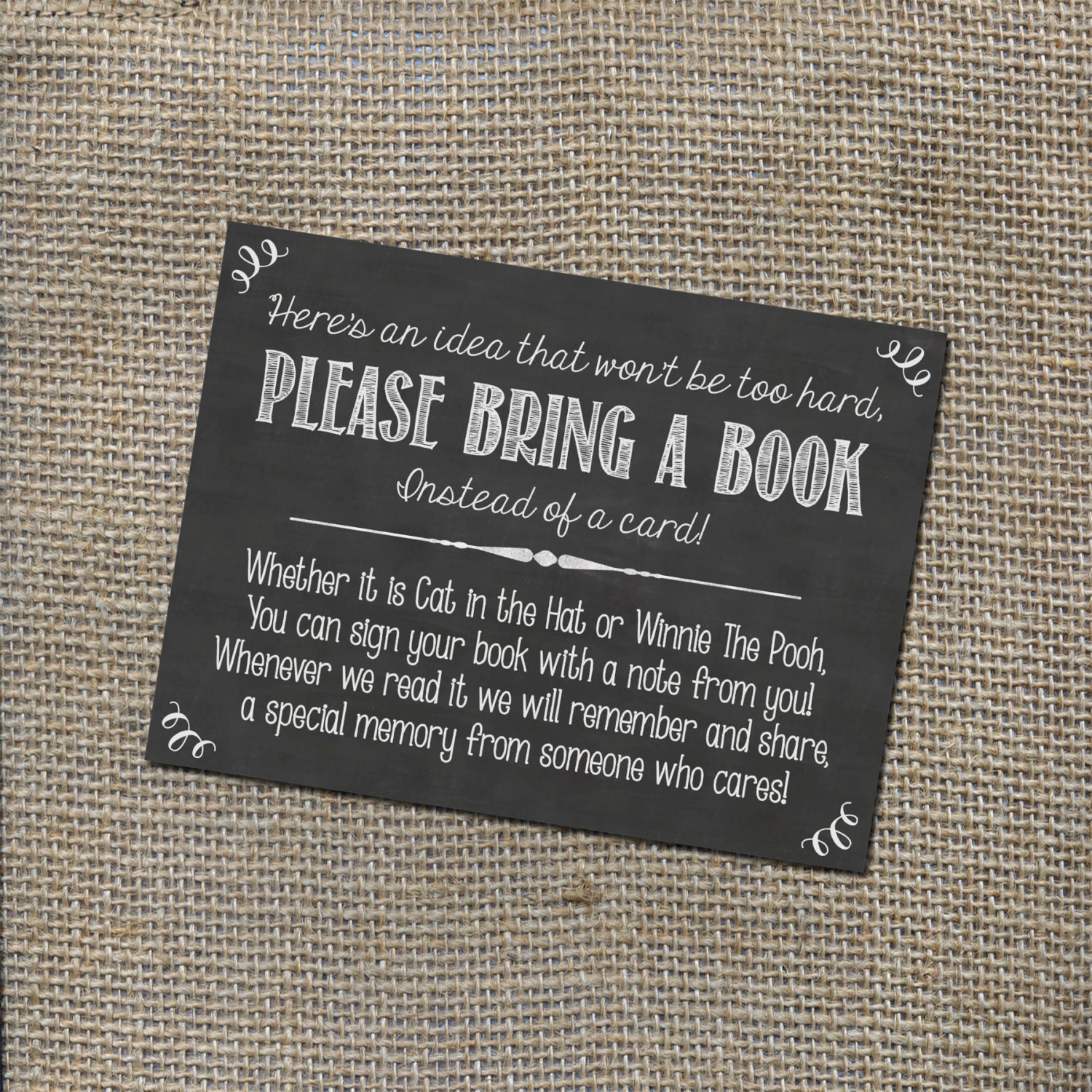 Bring A Book Baby Shower Insert Free Printable