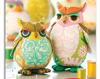 Heather Bailey Edgar Owl and Poe Pincushion Sewing Pattern, FREE SHIPPING