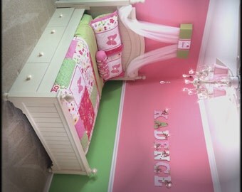 FrEe Embroidered BeD Teester Canopy Crown Princess Lime green Hot pink PoLkA DoTs Personalized Monogram SaLe