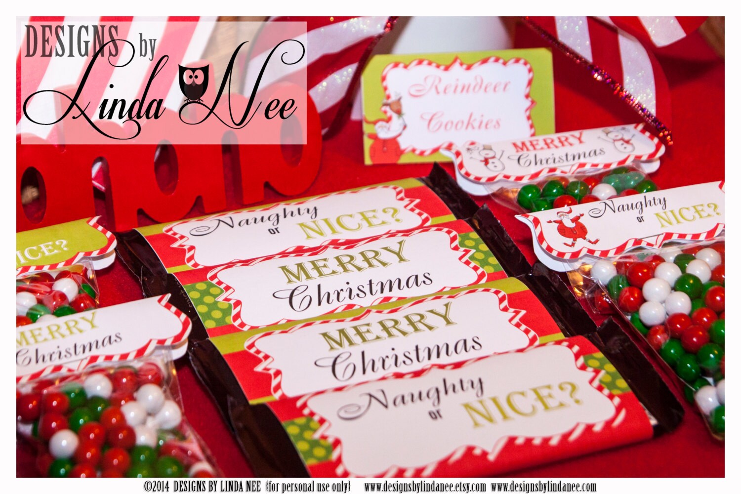 Candy Bar Wrappers Santa Christmas Large by DesignsbyLindaNee
