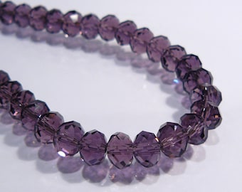 Purple Amethyst Faceted Rondelle Glass Beads....12 Beads.....6x4mm