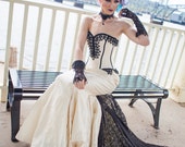 Mermaid Wedding Dress - Gothic Bride Steampunk Gown Fishtail Silhouette with Lace - Dark Dance-Custom to Order