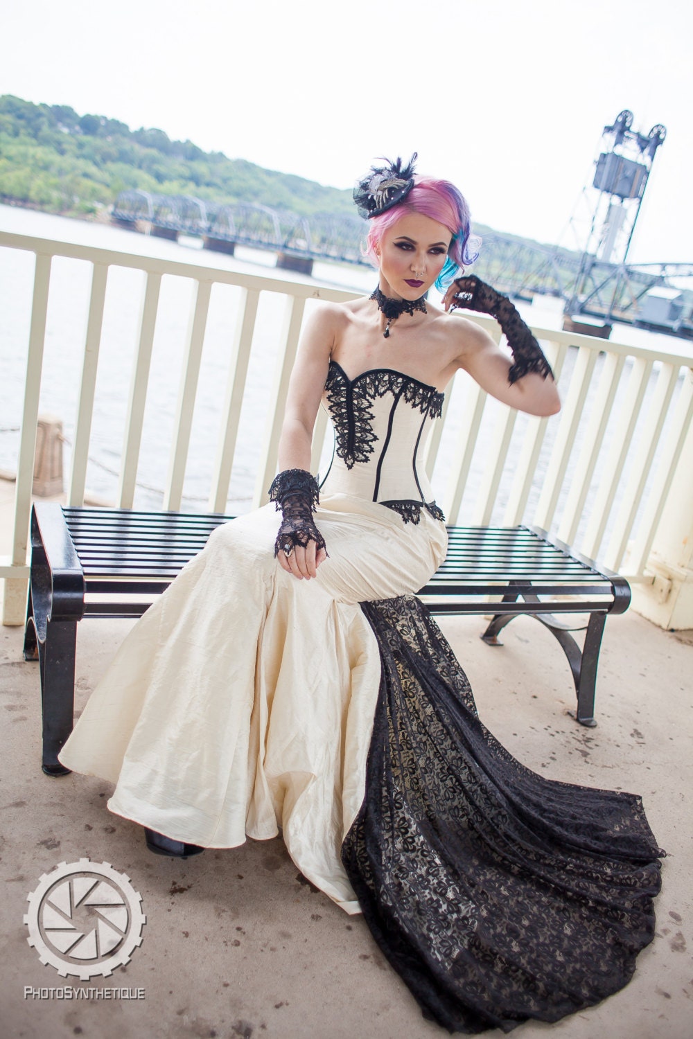 Mermaid Wedding Dress Gothic Bride Steampunk Gown Fishtail