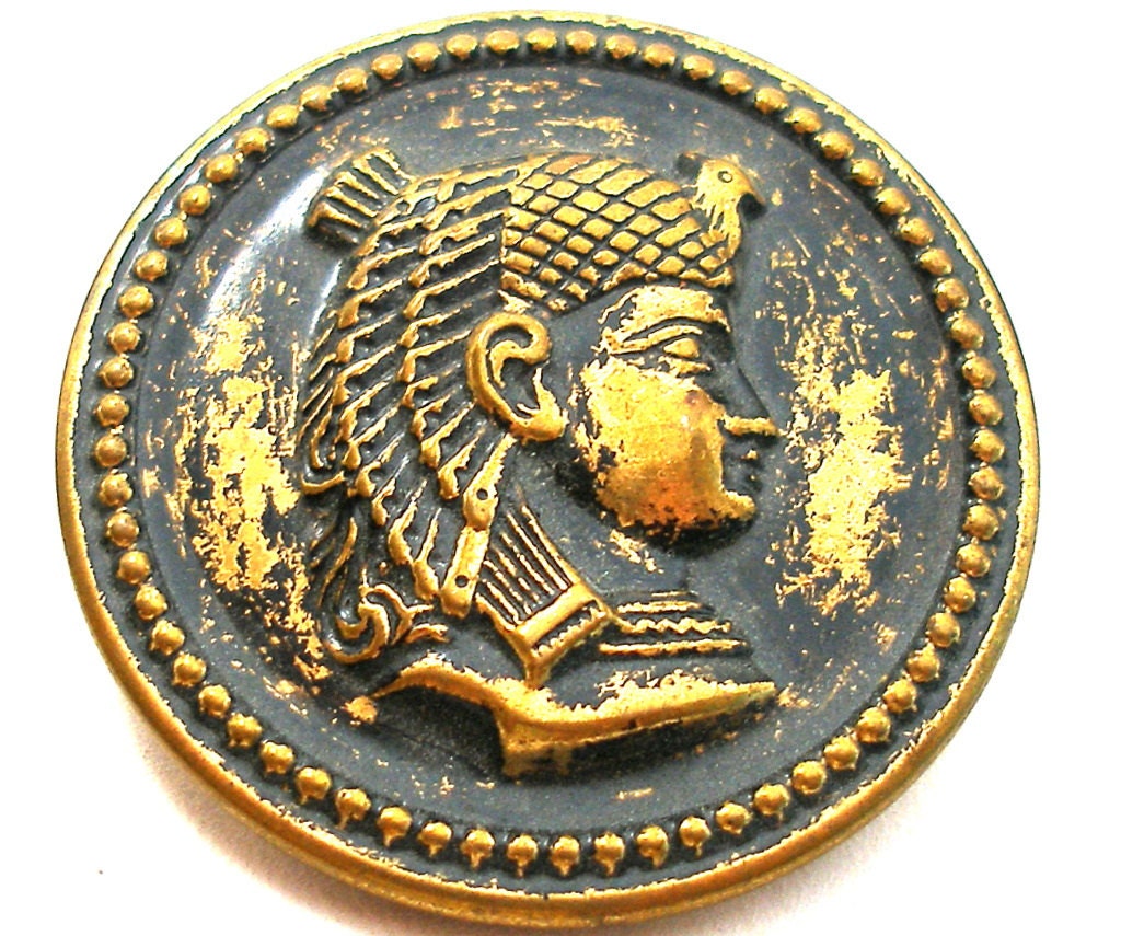 XL King Tut button Egyptian Revival with by OldeTymeNotions