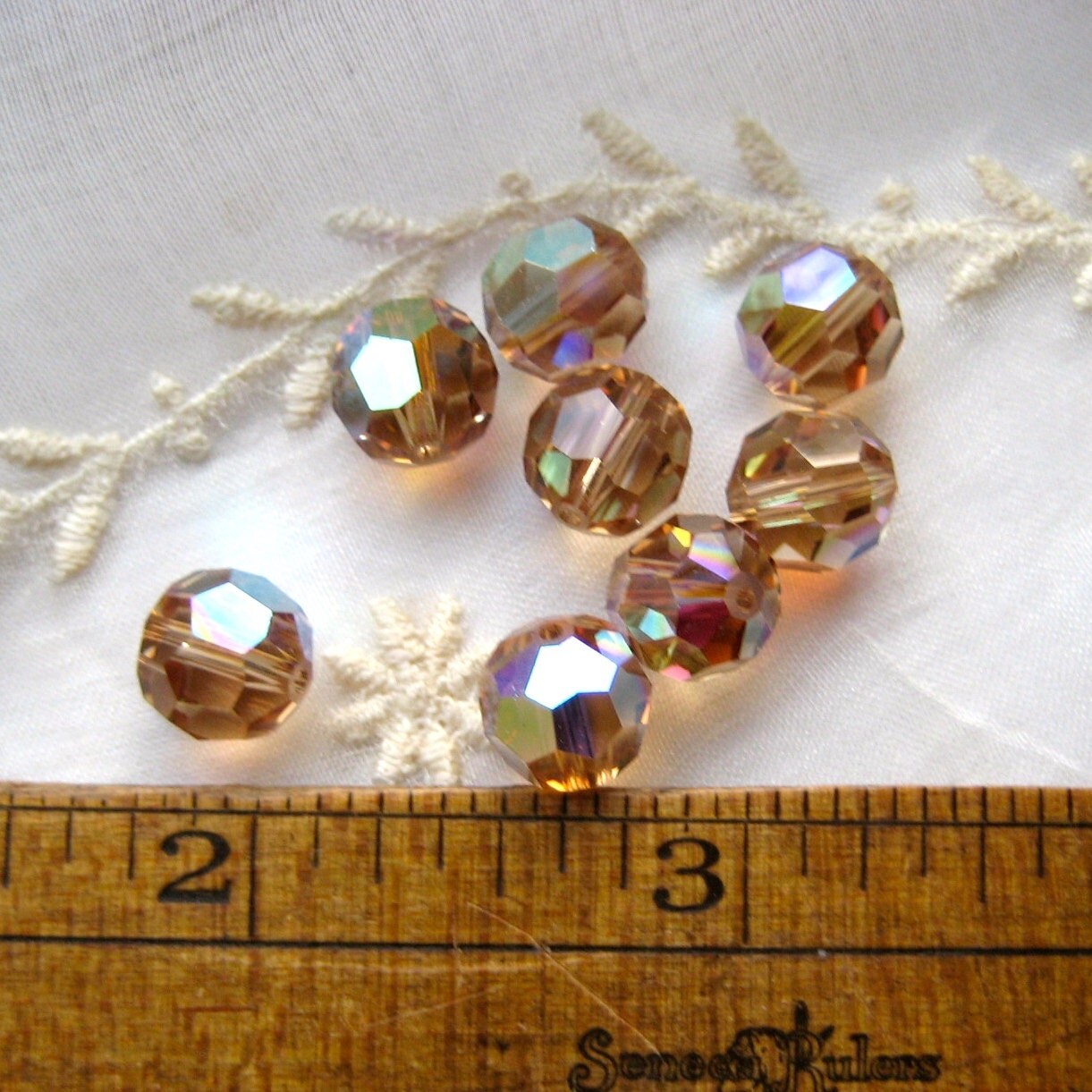 Rare Crystal Beads, Vintage Swarovski 9mm Art 5000 Light Colorado Topaz