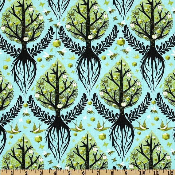 Laminated Fabric -Tree of Life in Aqua Blue by Tula Pink - Now Sold in ...