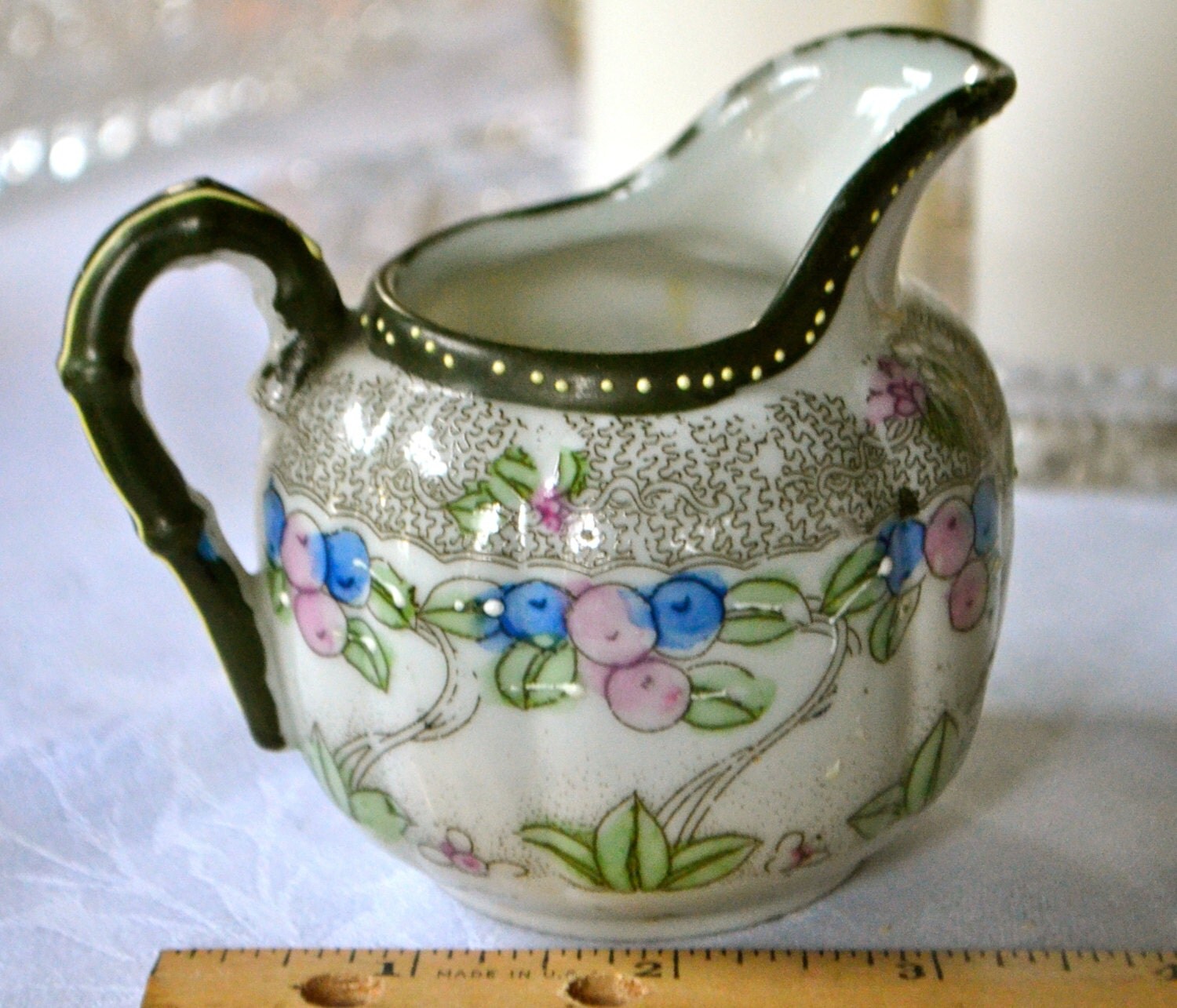 Japanese Vintage Creamer Hand painted made in Japan POUR IT ON J Green