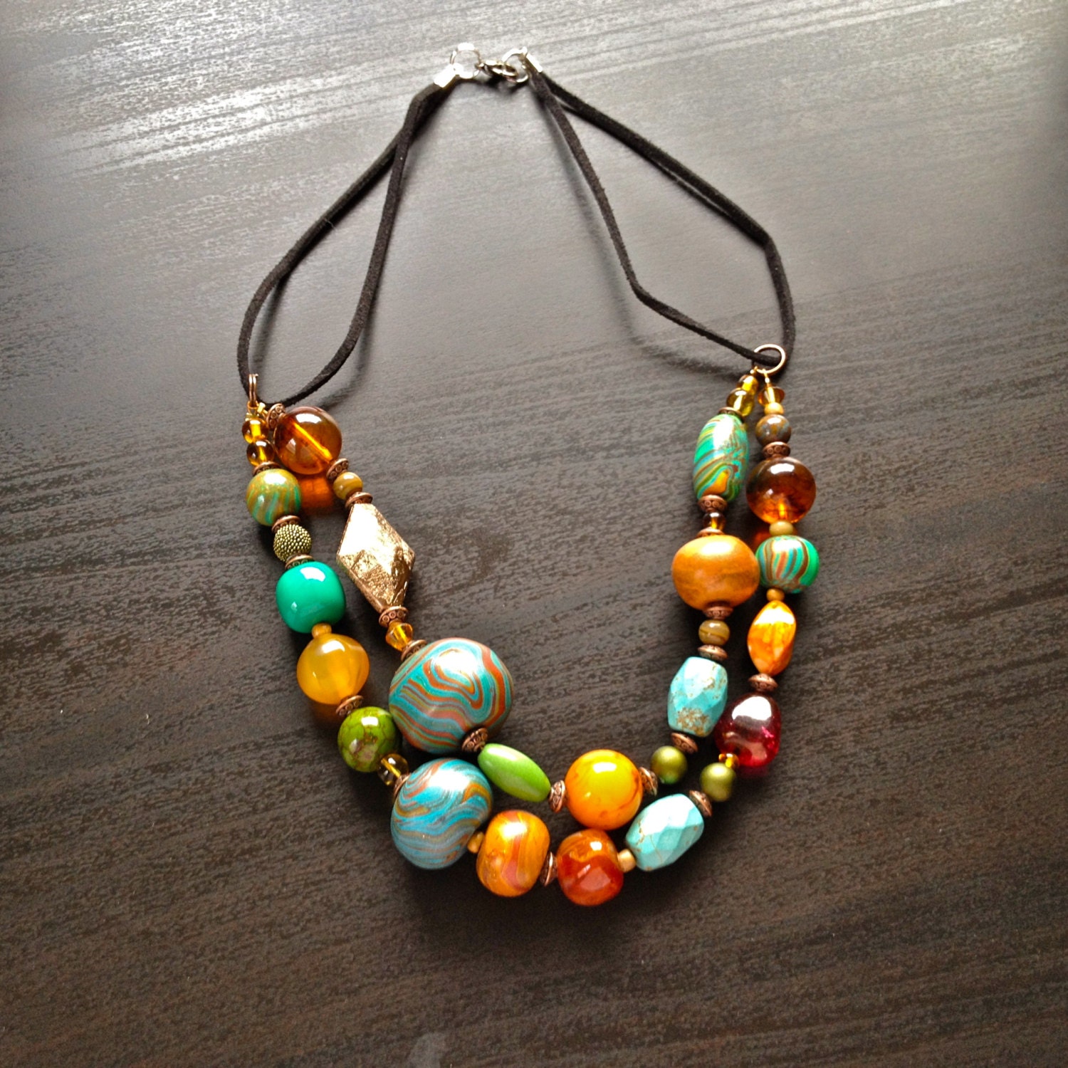 Polymer fimo clay necklace Fimo jewelry women bib jewelry