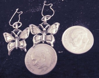 bling pewter nature bug insect butterfly wings ear ring stainless steel wire hook kidney hip hop myjewelrybling