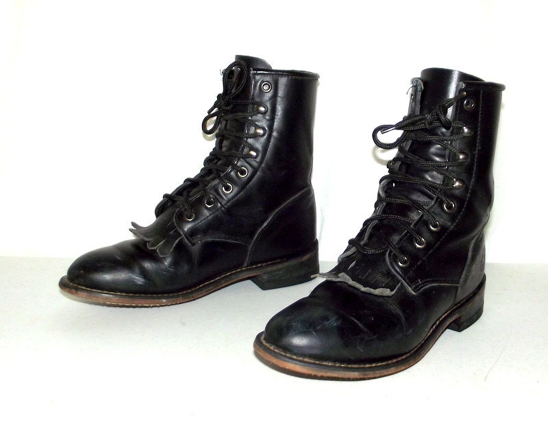 Black Lace up Durango brand cowboy boots womens size 8 M