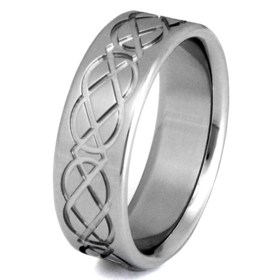 Irish Celtic Titanium Wedding Band - Infinity Symbol Ring - ck1