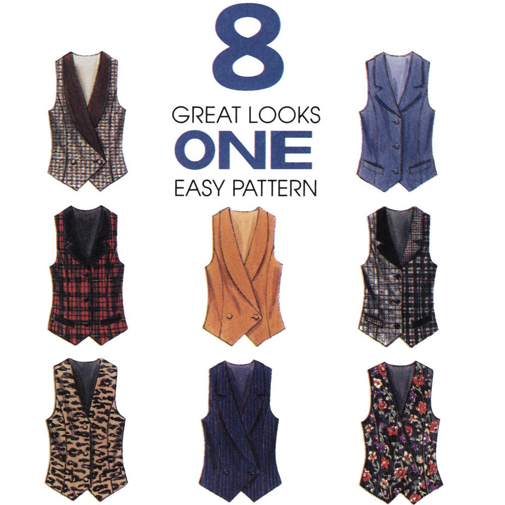 Misses Lined Vest Sewing Pattern Womens Waistcoat Pattern