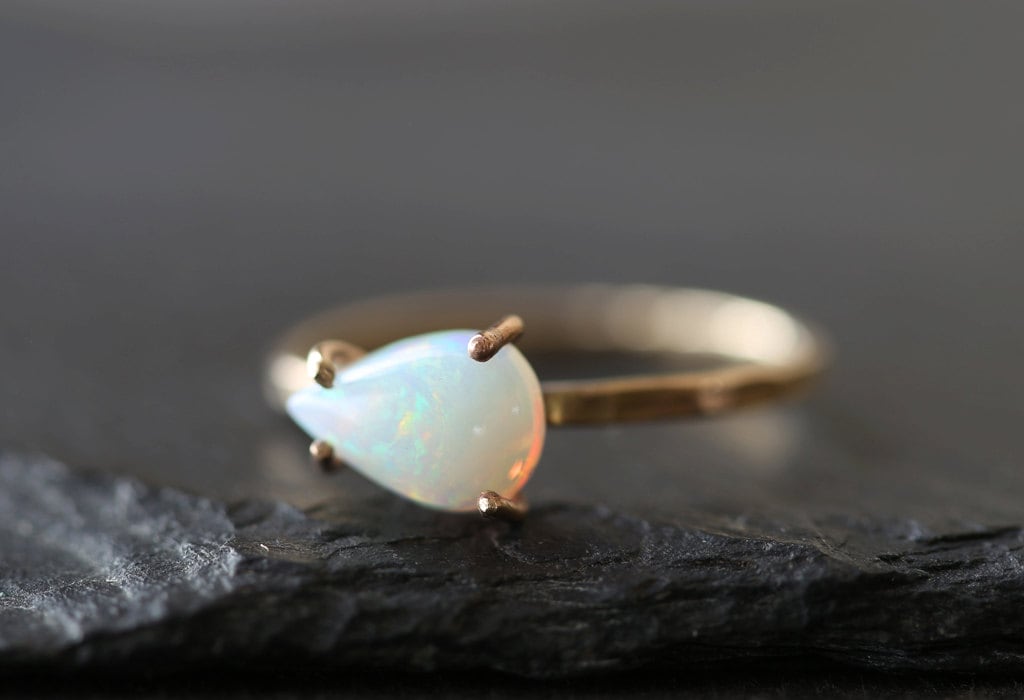 Opal Teardrop Stacking Ring