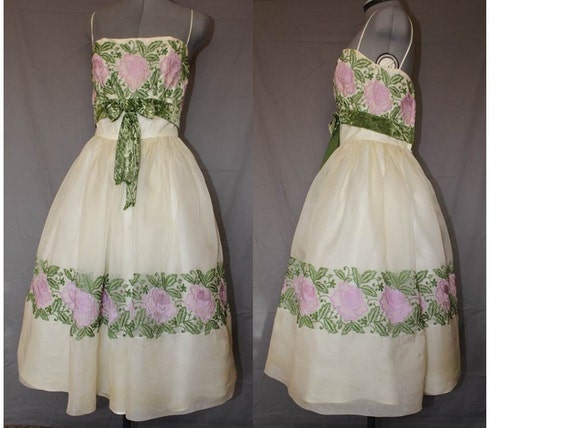 Vintage Spaghetti Strap Prom or Formal Dress, 1955