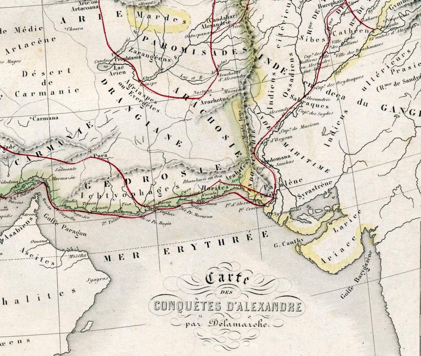 1862 Antique Map of the Conquests of Alexander the Great 1862 Antique Map of the Conquests of Alexander the Great