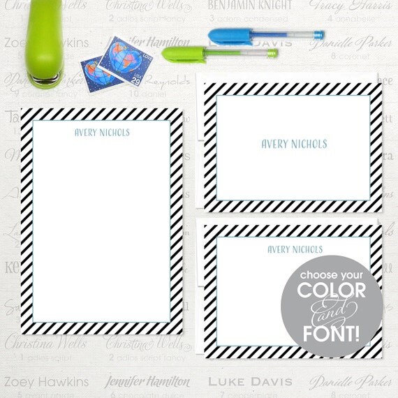 complete personalized stationery set note cards and by naomilynn