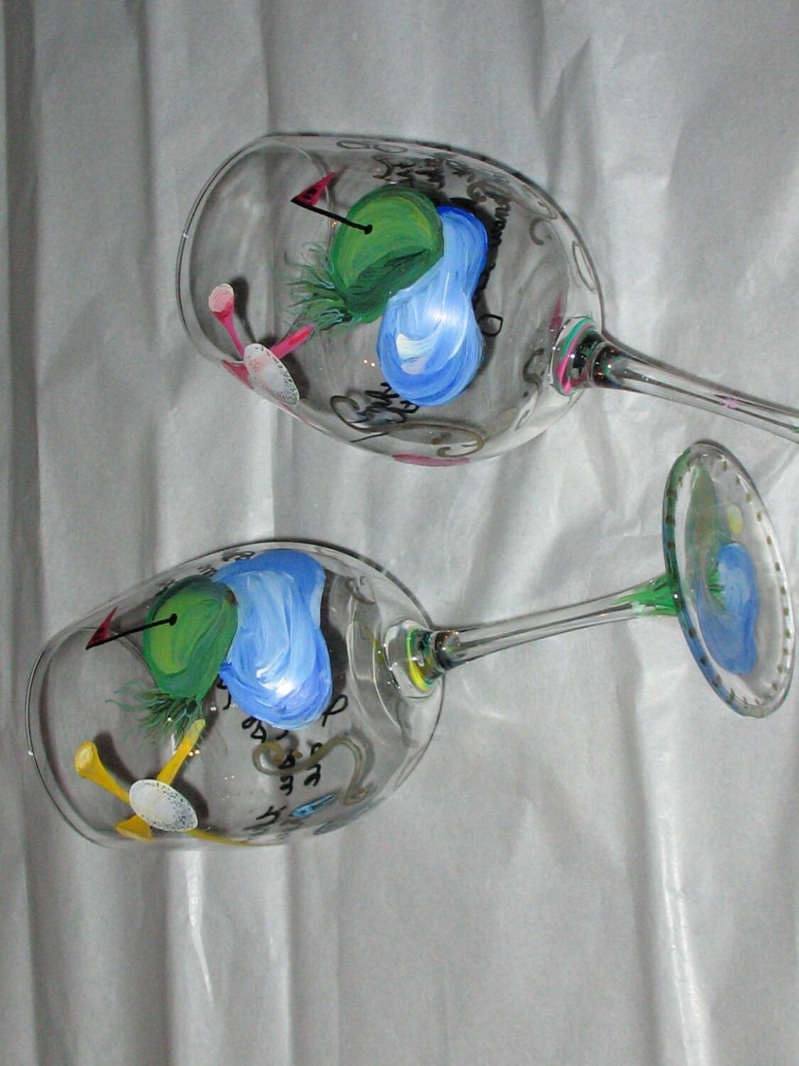 golf themed wine glasses