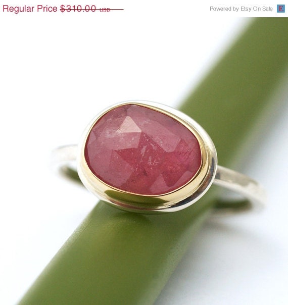 Candy Pink Rose Cut Sapphire in 14k Yellow Gold by KyleAnneMetals