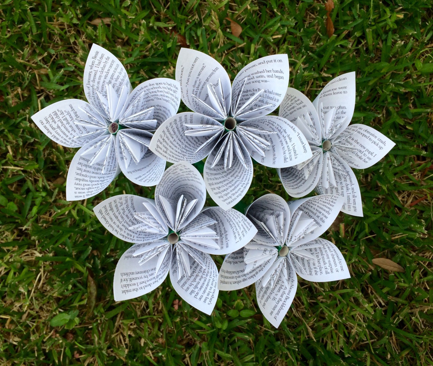 Jane Eyre Recycled Book Paper Flowers 5 Medium Size