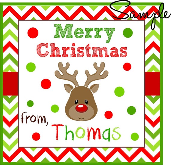 Printable Christmas Gift Tags, Reindeer Personalized Tags, Printable ...