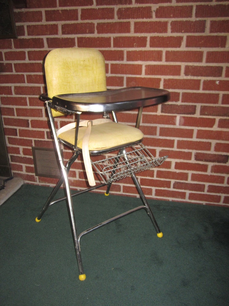 Vintage 1950s Collapsible Metal High Chair with by funoldstuff