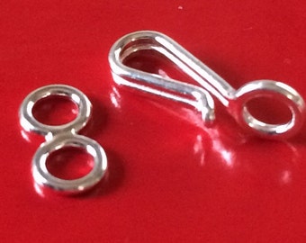 Sterling Silver Hook & Eye Clasp 19mm hooked length (1 pc)