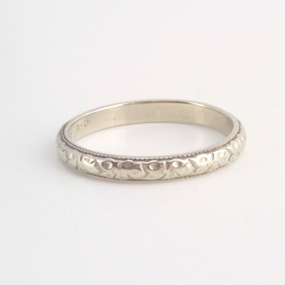 Antique Art Deco 18k White Gold Eternity Band. Belais Wedding Ring ...