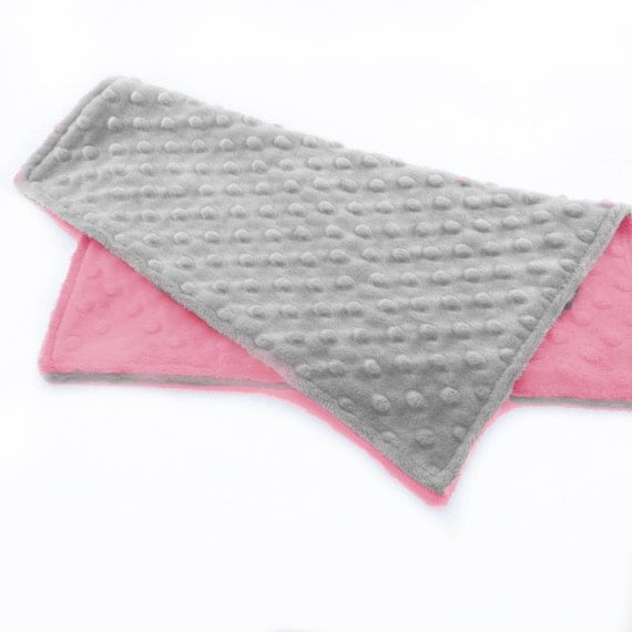 Baby Lovey Blanket Mini - Personalized Blanket Pink Gray Minky Baby Blanket Baby Gift Baby shower Gift Baby Girl Gift Newborn Baby Lovey