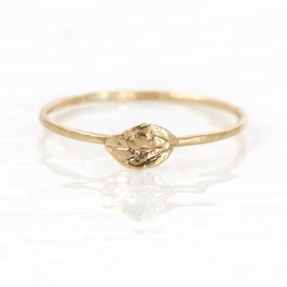 14k Gold Leaf Ring Gold Stacking Ring with by MelanieCaseyJewelry