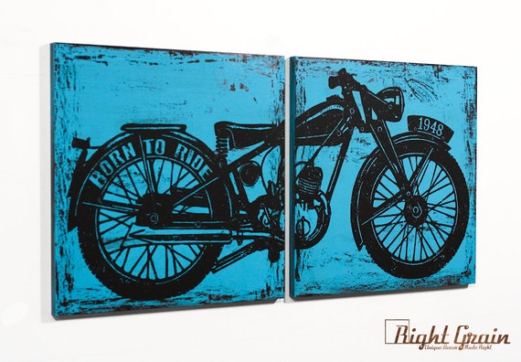 Motorcycle Wall Art - 12x24 Print of Motorcycle - Custom Made for HIM