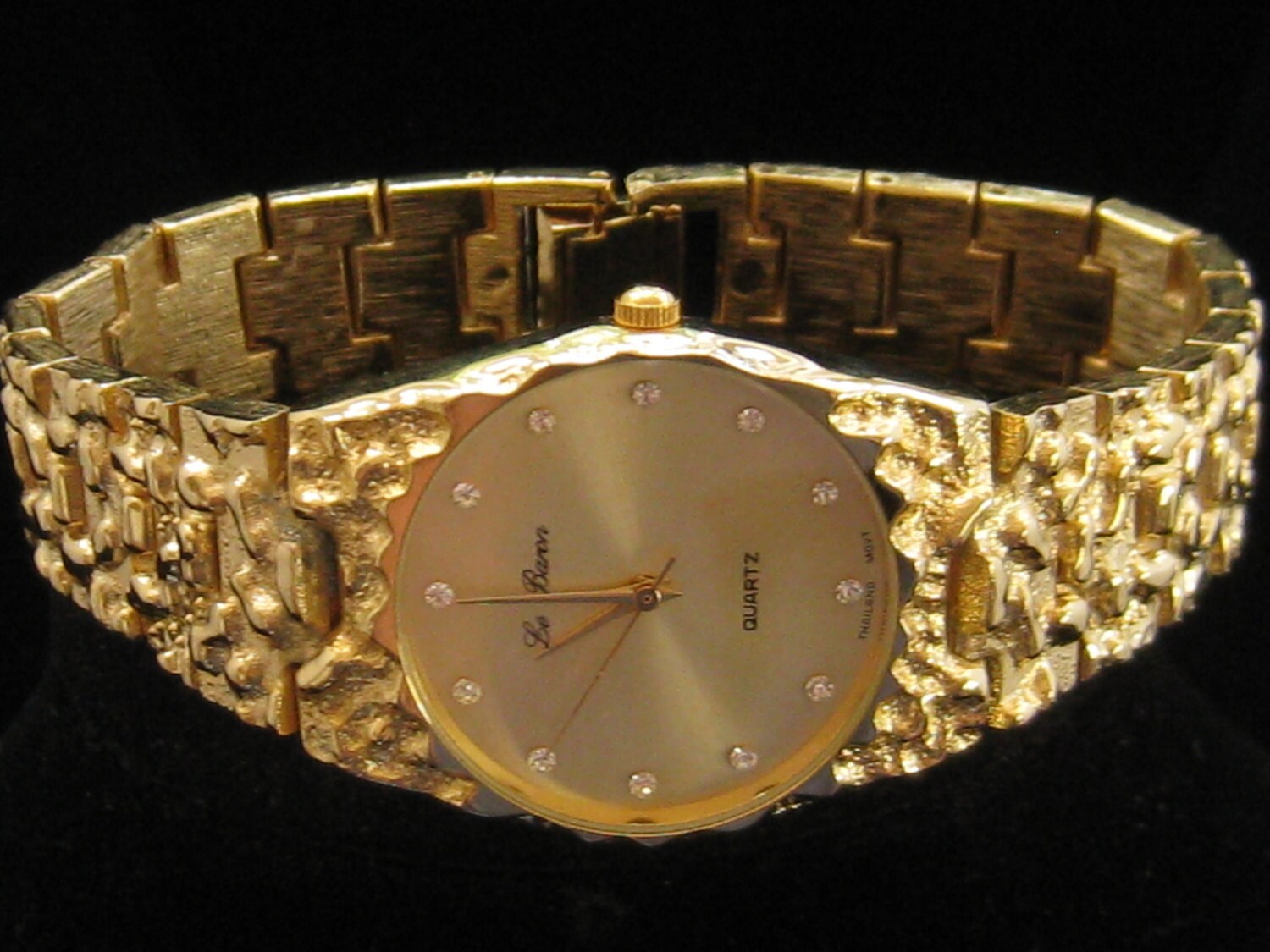 Vintage Le Baron Quartz Chunky Gold Tone Dress Watch
