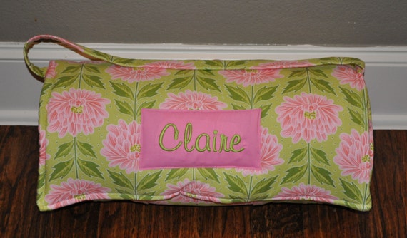 Nap Mat - Monogrammed Chantilly Wall Flowers in Pink Nap Mat with Pink Double-sided Minky or Minky Dot Blanket