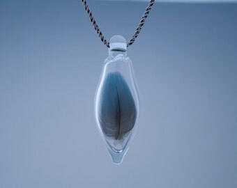 Feather Pendant - Boro Pendant - Handblown Glass Focal Bead Jewelry