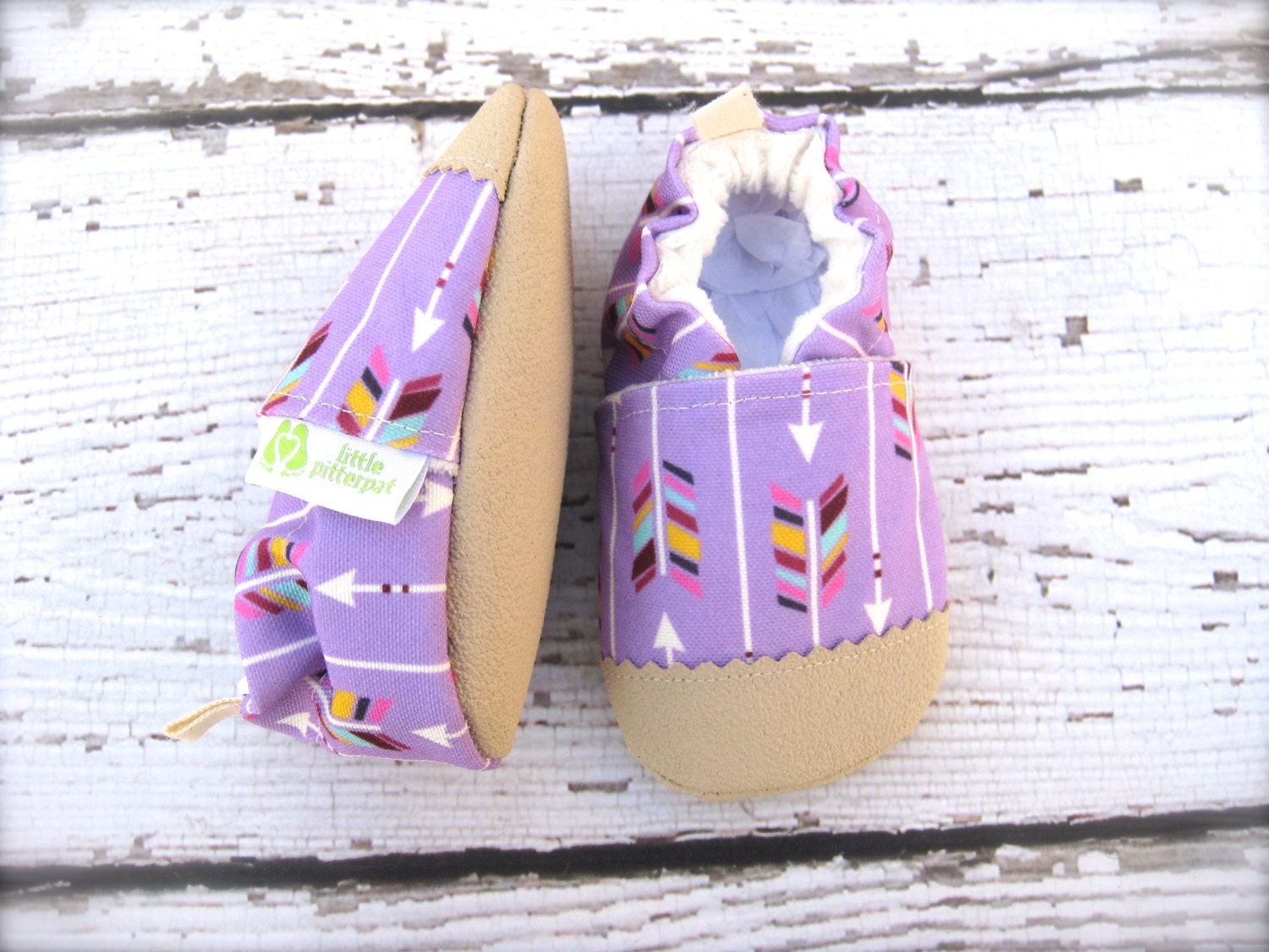 Eco-Canvas Arrows In Lavender durable non-slip baby shoes Shower Gift Girl Purple