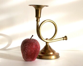 Brass Bugle, Brass Candle Holder, Bugle Christmas Decor, Home Decor