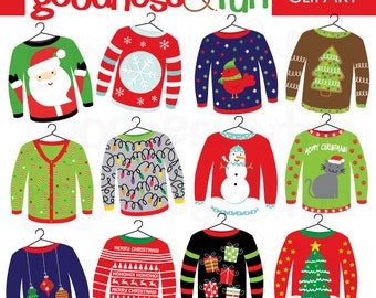 Ugly Christmas Sweater Clipart Tacky Holiday Sweater Party