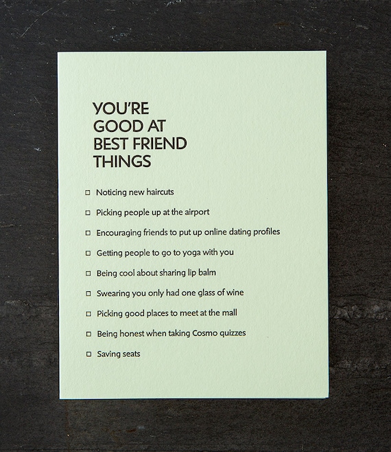 Best Friend Youre Good At Things Letterpress Card 376