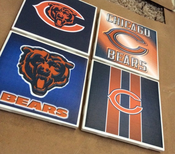 Coaster Set Chicago Bears Ceramic Tile by JensScraps on Etsy