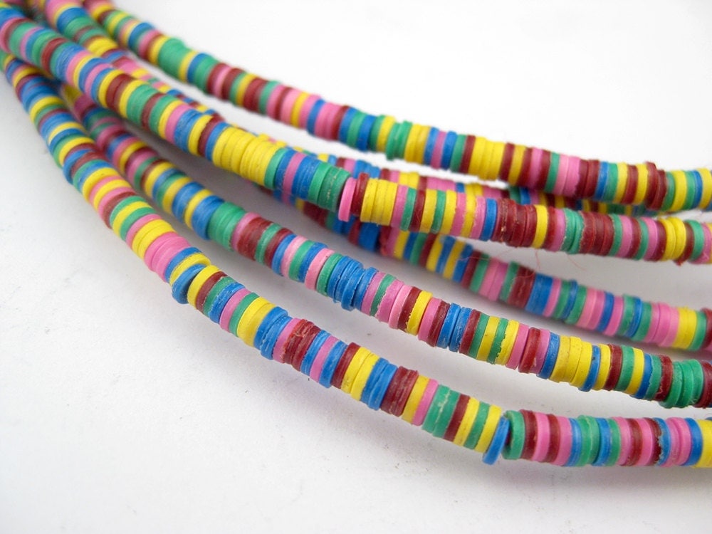 African Vinyl Disc Beads Recycled Phono Records by thebeadchest