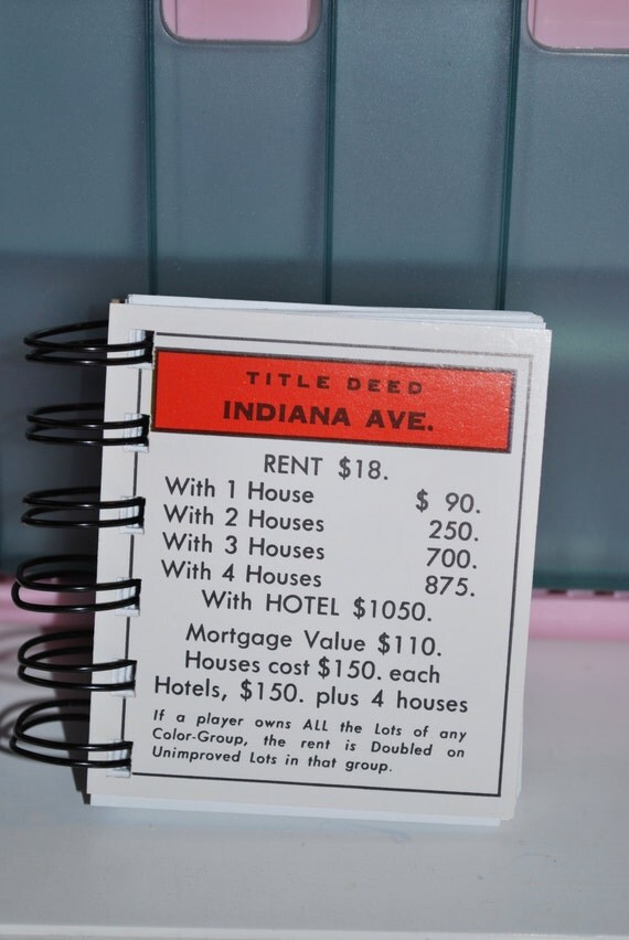 Indiana Ave Monopoly Notebook
