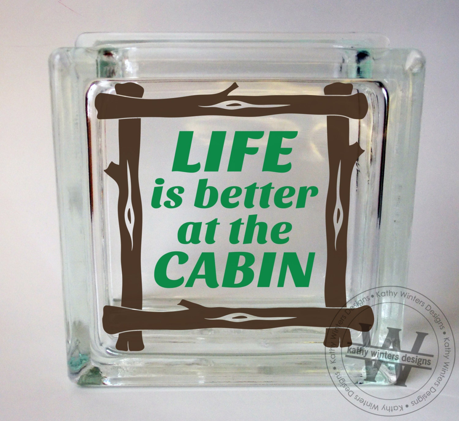 Vinyl Lettering Glass Block Decal Cabin by KWintersDesigns on Etsy