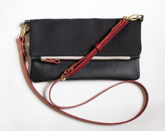 CELINE leather cross body fold over clutch cross body by sansmap  